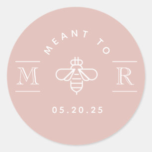 Modern Meant to Bee Honey Wedding Favour Pink Classic Round Sticker