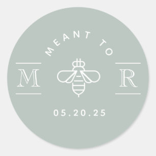 Modern Meant to Bee Honey Wedding Favour Sage Classic Round Sticker