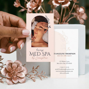 Modern Med Spa Wellness Floral Rose Arch Photo Business Card