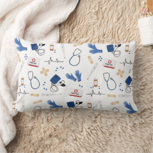 Modern Medical Doctor Nurse Pattern Lumbar Pillow