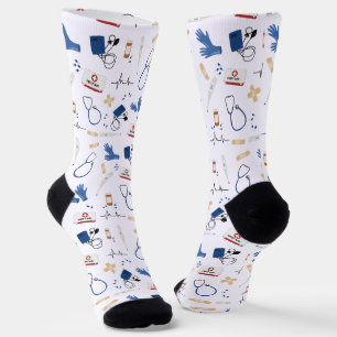 Modern Medical Doctor Nurse Pattern Socks