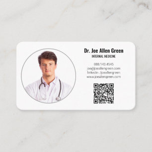 Modern Medical Doctor Photo QR Code Minimalist 👩 Business Card