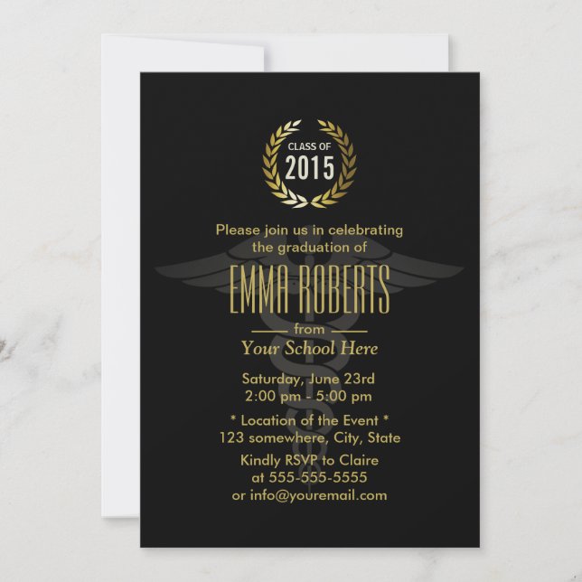 Modern Medical & Nursing School Graduation Invitation (Front)