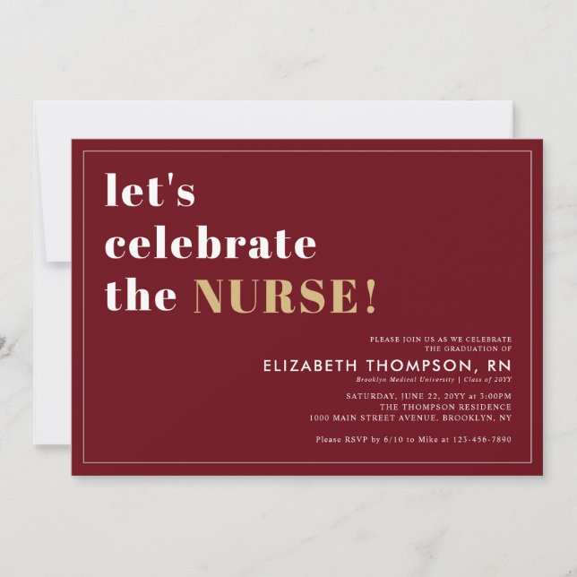 Modern Medical School Grad Nurse Graduation Party Invitation (Front)