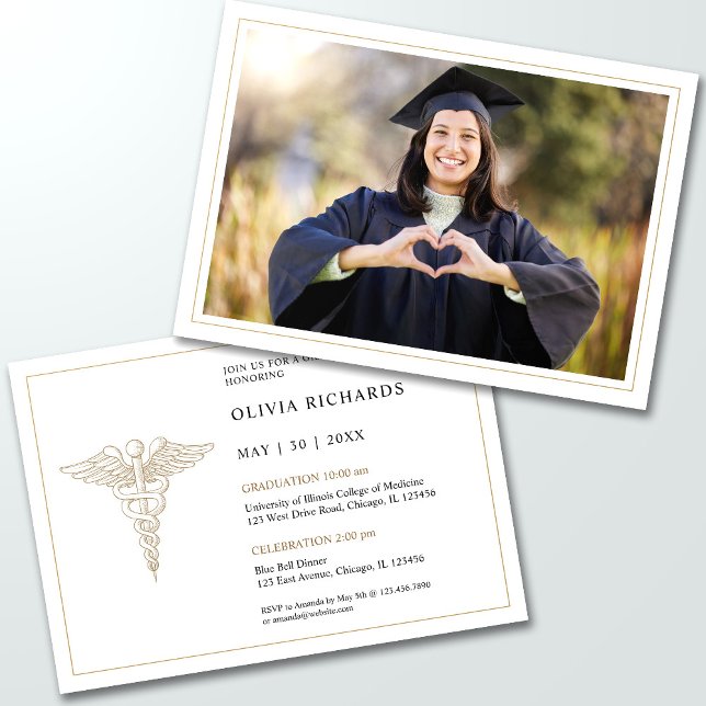 Modern Medical School Graduation Celebration Invitation (Creator Uploaded)
