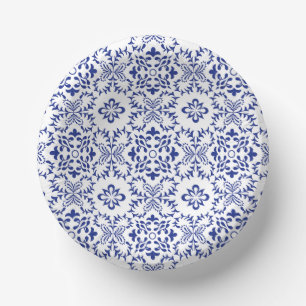 Modern Mediterranean Blue Mosaic Wedding Paper Plate