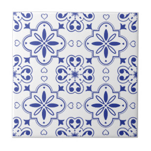 Modern Mediterranean Blue White Seamless Pattern Tile