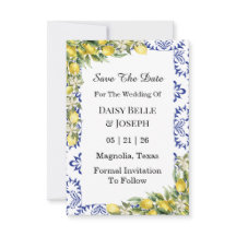 Modern Mediterranean Lemon Blue Mosaic Wedding