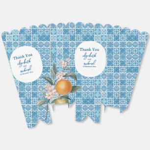 Modern Mediterranean Lemon Blue Tiles Wedding Favo Favor Box