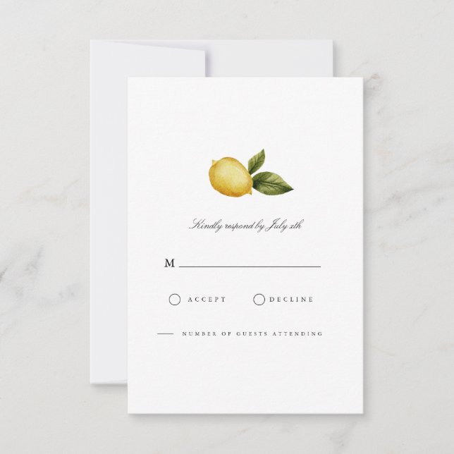 Modern Mediterranean Lemon RSVP Card (Front)