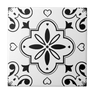 Modern Mediterranean Pattern Black and White Tile