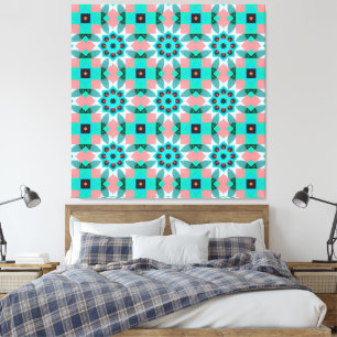 Modern Mediterranean Star Tile Pattern Accent Pill Canvas Print