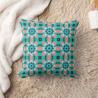 Modern Mediterranean Star Tile Pattern Accent Pill Throw Pillow