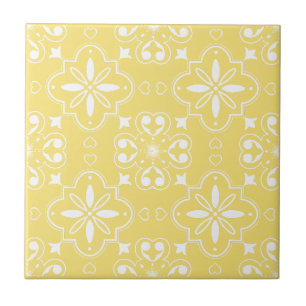 Modern Mediterranean Yellow White Pattern Tile