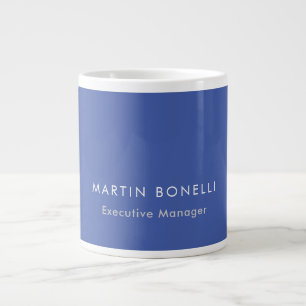 Modern Medium Blue Plain Minimalist Add Name Large Coffee Mug