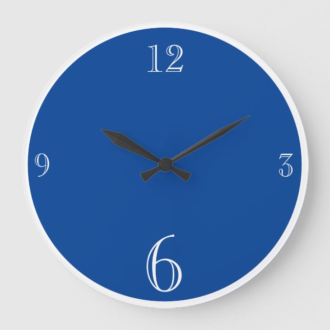 Modern Medium Blue Solid colour Basic minimalist Large Clock (Front)