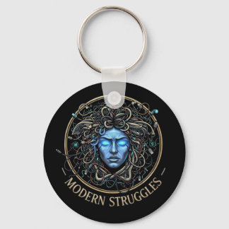 Modern Medusa Tech Struggles - Cyberpunk Greek  Keychain