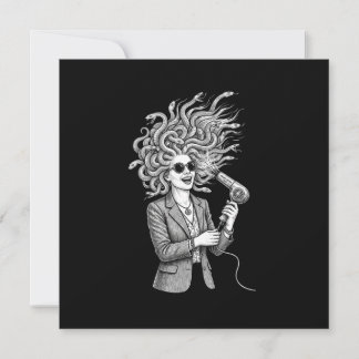 Modern Medusa Using Hair Dryer Funny Mythology Ill Announcement