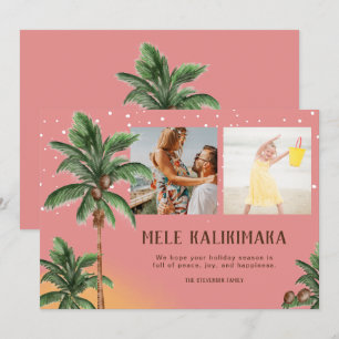 Modern Mele Kalikimaka Hawai Christmas palm photo Holiday Card