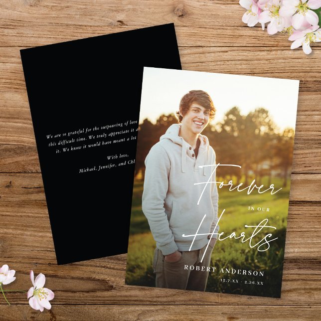 Modern Memorial Forever In Our Hearts Photo Card (Creator Uploaded)
