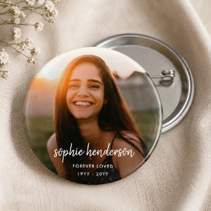 Modern Memorial Forever Loved Funeral Tribute 2 Inch Round Button