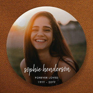 Modern Memorial   Forever Loved Funeral Tribute 2 Inch Round Button