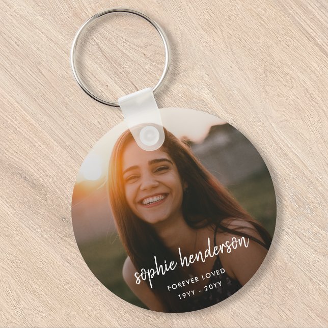 Modern Memorial | Forever Loved Photo Tribute Keychain (Creator Uploaded)
