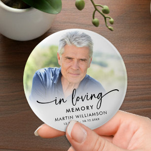 Modern Memorial In Loving Memory Photo Keepsake 2 Inch Round Button