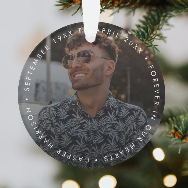 Modern Memorial Keepsake Sympathy Tribute Photo Ornament (Creator Uploaded)