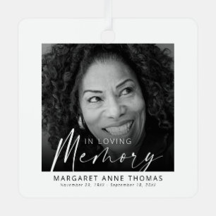 Modern Memorial Photo Christmas Tree Metal Ornament