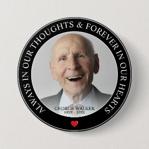 Modern Memorial Photo Tribute   Funeral 3 Inch Round Button