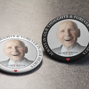 Modern Memorial Photo Tribute   Funeral 3 Inch Round Button