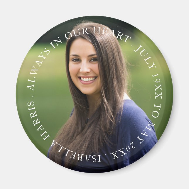 Modern Memorial Photo Tribute Keepsake Design Magnet (Front)