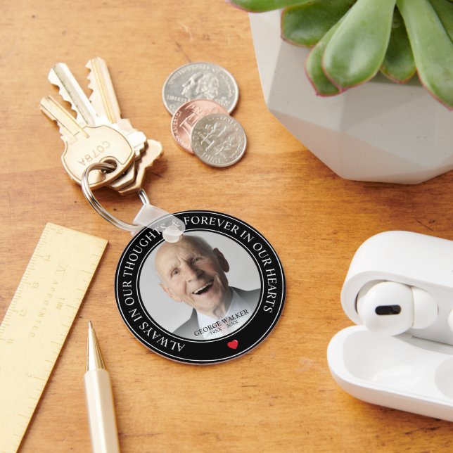 Modern Memorial Photo Tribute Rememberance Keychain (Desk)