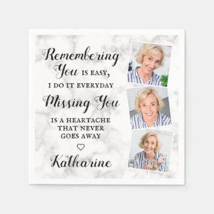 Modern Memorial Remembrance Custom Photo Funeral Napkin
