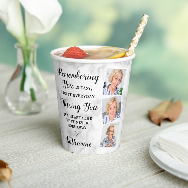 Modern Memorial Remembrance Custom Photo Funeral P Paper Cups (Insitu)