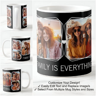 Modern Memory 6 Photo Collage Template Black C00 Coffee Mug