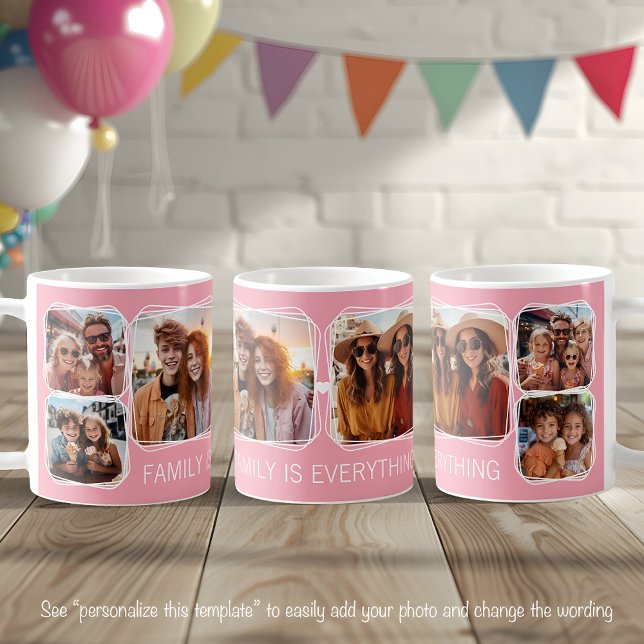 Modern Memory 6 Photo Collage Template Pink C51 Coffee Mug (Creator Uploaded)