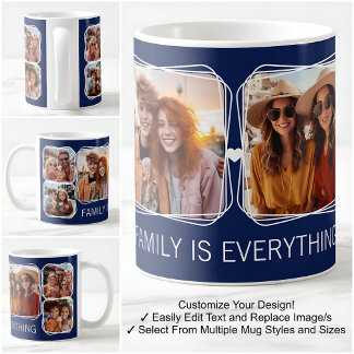 Modern Memory 6 Photos Collage Template Navy C41 Coffee Mug