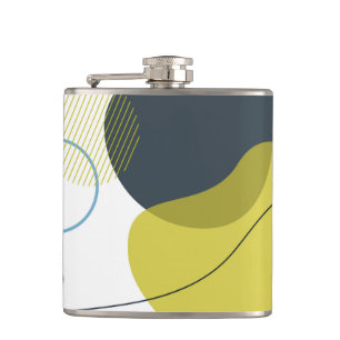 Modern, Memphis, cool, unique, trendy illustration Hip Flask