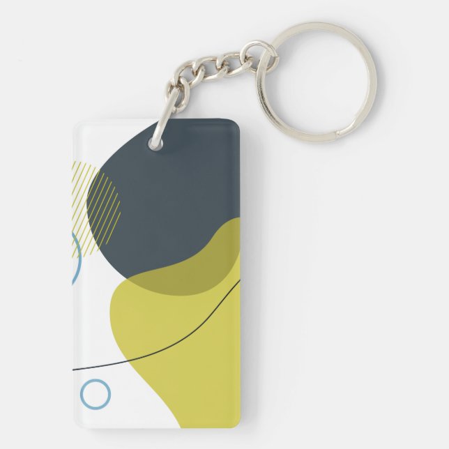 Modern, Memphis, cool, unique, trendy illustration Keychain (Back)