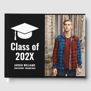 Modern Men Photo High School or College Graduation Guest Book