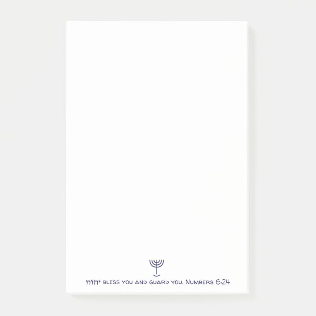 Modern Menorah Blessing Blue White Gold Graphic Post-it Notes (Front)