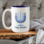 Modern Menorah Designed Hanukkah  Mug<br><div class="desc">Modern design menorah with "Happy Hanukkah" on 15oz Mug. Two-sided printing with backside menorah. Dishwasher safe.</div>