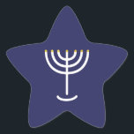 Modern Menorah White Navy Gold Graphic Star Sticker<br><div class="desc">Hebrew Menorah Sticker. Navy,  White,  Gold. Transferable and customisable.</div>