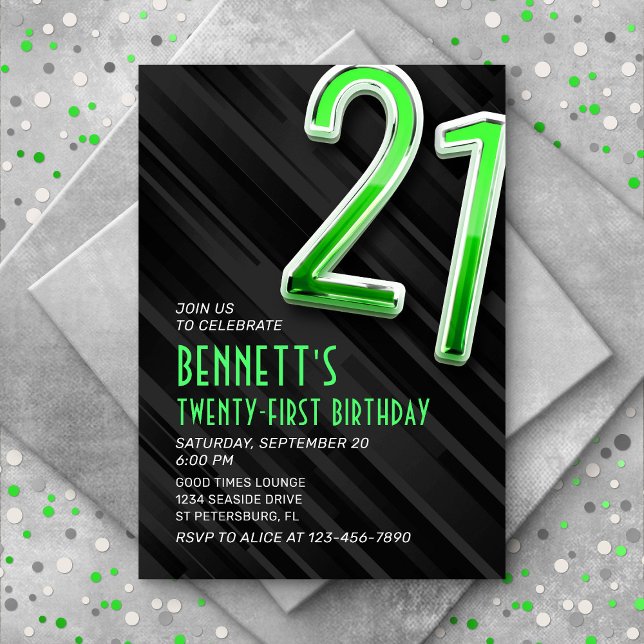 Modern Mens 21st Birthday Invitation (Creator Uploaded)