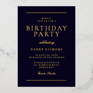 Modern Mens Birthday Party Black & Gold