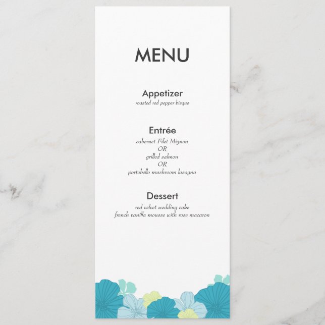 Modern Menu Card // Lush Tropics // Blue (Front)