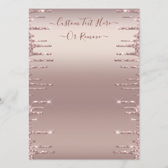 Modern Menu Rose Gold Blush Glitter Sparkle Drips (Front)