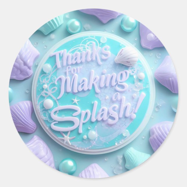 Modern Mermaid Birthday Stickers – Thanks for Maki (Front)